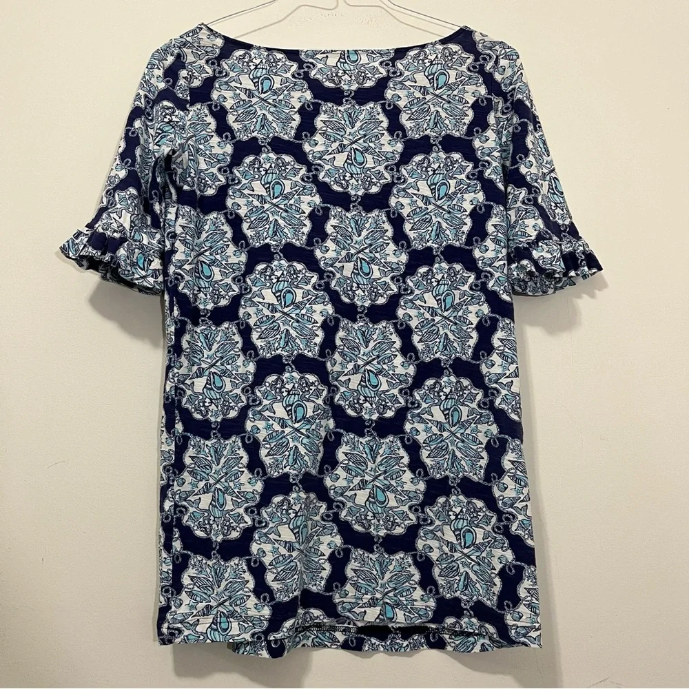 Lilly Pulitzer Tunic Dress XS Hey Sailor Mermaid Print Shift Seashells Nautical